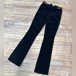 L'Agence Women’s Stevie chain-link flared velvet trousers Black Size 24